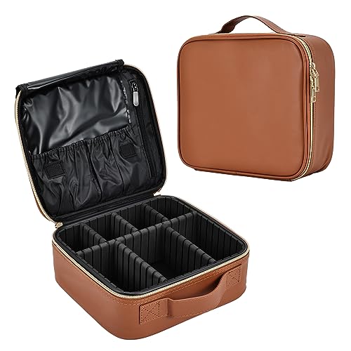 Reise Make up Tasche Kosmetiktasche Kosmetikkoffer Make up Koffer Schminktasche Damen Schminkkoffer Make up Organizer Tasche Make up Bag,Braun von Tayqwiheva