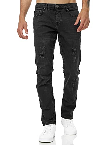 Tazzio Slim Fit Herren Destroyed Look Stretch Jeans Hose Denim 16525, Schwarz, 33W/32L von Tazzio