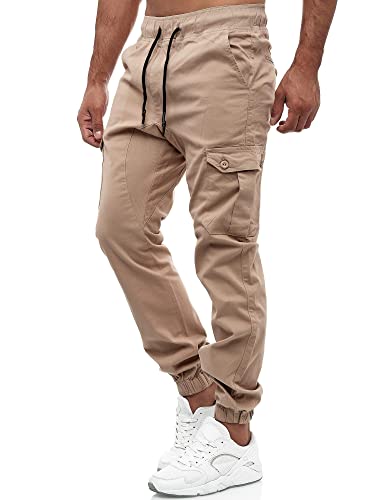 Tazzio Herren Cargo Chino Regular Fit Jogger Cargo harrem Chino Jeans Hose 16610, XL, Beige von Tazzio