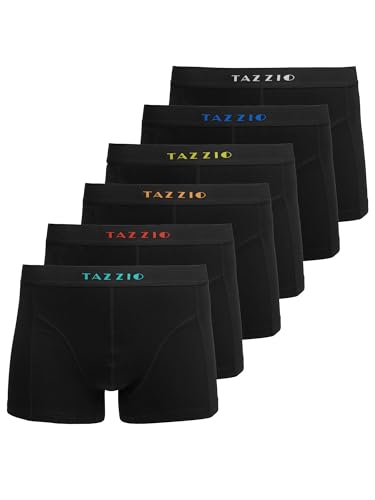 Tazzio Boxershorts 6er Pack Herren Unterwäsche Unterhosen Männer Retroshorts BS1005 (Schwarz, L) von Tazzio
