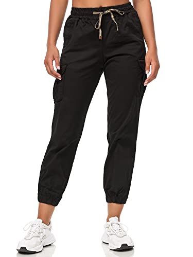 Tazzio Cargo Hose Damen Cargohose Regular Fit F600 (M, Schwarz) von Tazzio