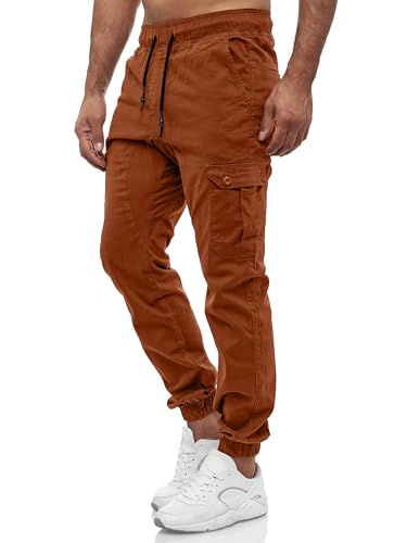 Tazzio Herren Cargohose 16610 – Cargo Jogger Chino Hose Regular Fit mit Stretch Baumwollmischung – Freizeit Jeanshose Camel, XS von Tazzio