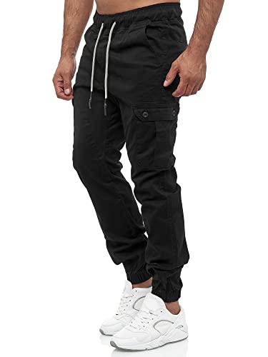 Tazzio Herren Cargohose 16610 – Cargo Jogger Chino Hose Regular Fit mit Stretch Baumwollmischung – Freizeit Jeanshose Schwarz M von Tazzio