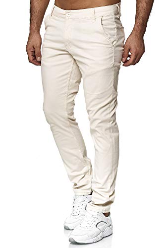 Tazzio Chino Herren Slim Fit Chinohose Designer Hose Stoffhose Herrenhose Ecru Stretch M530-6 von Tazzio