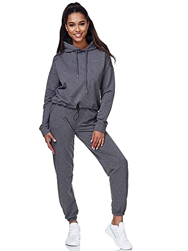 Tazzio Damen Jogginganzug Trainingsanzug Sport Freizeit Hoodie & Jogginghose F200 Anthrazit L von Tazzio