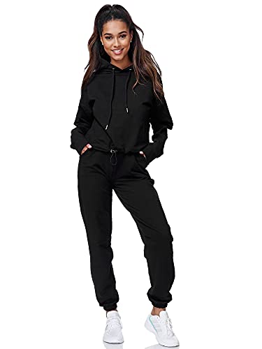 Tazzio Damen Jogginganzug Trainingsanzug Sport Freizeit Hoodie & Jogginghose F200 Schwarz L von Tazzio