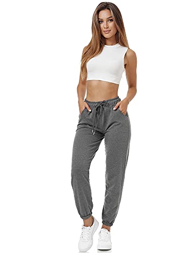 Tazzio Damen Jogginghose Trainingshose Regular Fit Sporthose Jogging Sport Freizeit Hose F300 (L, Anthrazit) von Tazzio