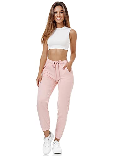 Tazzio Damen Jogginghose Trainingshose Regular Fit Sporthose Jogging Sport Freizeit Hose F300 (M, Pink) von Tazzio