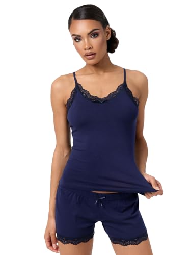 Tazzio Damen Shorty Nachtwäsche Unterwäsche Unterhemd und Panty 2er-Set Mehrpack Unterhosen Pantys F908 (Navy, L) von Tazzio