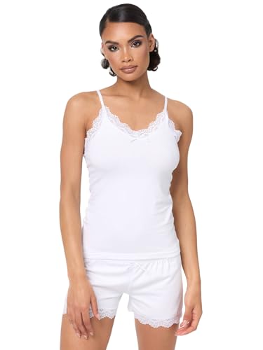 Tazzio Damen Shorty Nachtwäsche Unterwäsche Unterhemd und Panty 2er-Set Mehrpack Unterhosen Pantys F908 (Weiß, XS) von Tazzio