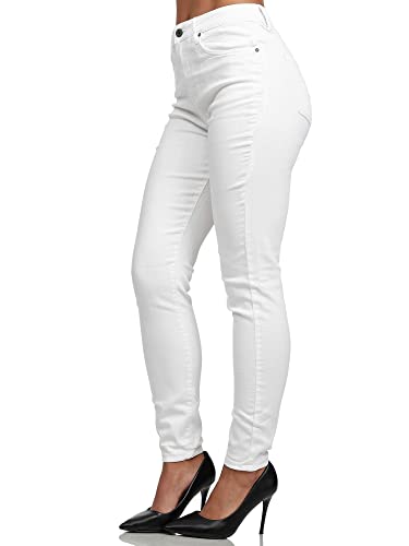 Tazzio Damen Skinny Fit Jeans High Waist Denim Jeanshose Slim Stretch Hose F107 Weiß 34 von Tazzio