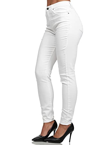 Tazzio Damen High Waist Skinny Jeans – Stretch Denim Hose im Slim Fit, Figurformende Damenjeans mit 5-Pocket Style, Weiß F107 (Größe 40) von Tazzio