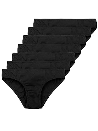 Tazzio Damen Slip 7er-Pack Unterhosen Slips Unterwäsche Pantys Mehrpack Schlüpfer Baumwolle Set F900 (Schwarz, XL) von Tazzio