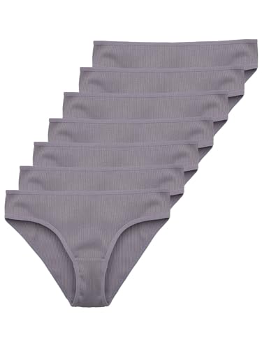 Tazzio Damen Slip 7er-Pack Unterhosen Slips Unterwäsche Pantys Mehrpack Schlüpfer Baumwolle Set F901 (Anthrazit, XS) von Tazzio