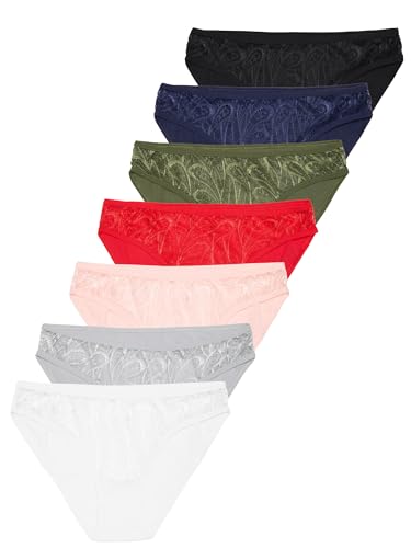 Tazzio Damen Slip 7er-Pack Unterhosen Slips Unterwäsche Pantys Mehrpack Tanga String Baumwolle Set F911 (Mix Farben, M) von Tazzio