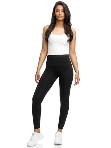 Tazzio Damen Sport Leggings EM100 – Figurbetont mit hohem Bund – Yoga Fitness Laufhose – Atmungsaktiv & elastisch – Schwarz XL von Tazzio