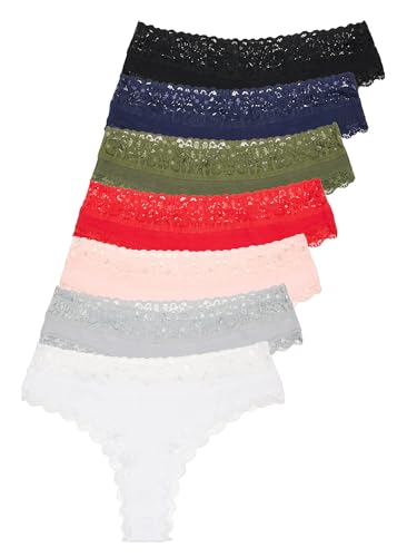 Tazzio Damen String 7er-Pack Tanga Unterhose Slip Unterwäsche Pantys Mehrpack F916 (Mix Farben, XS) von Tazzio