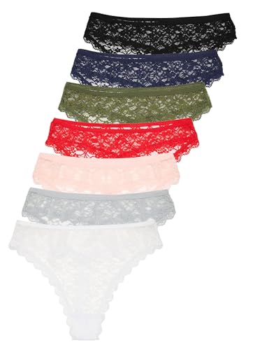 Tazzio Damen String 7er-Pack Tanga Unterhose Slip Unterwäsche Pantys Mehrpack F917 (Mix Farben, M) von Tazzio