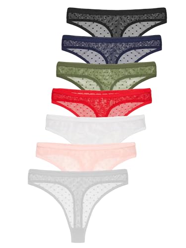 Tazzio Damen String 7er-Pack Tanga Unterhose Slip Unterwäsche Pantys Mehrpack F918 (Mix Farben, L) von Tazzio