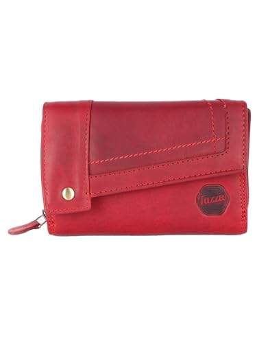 Tazzio Geldbörse Damen Portemonnaie Echtleder Geldbeutel Echt Leder Tasche Frauen F701 (Rot, One Size) von Tazzio