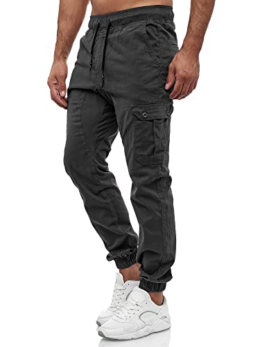 Tazzio Herren Cargo Chino Regular Fit Jogger Cargo harrem Chino Jeans Hose 16610, L, Anthrazit von Tazzio