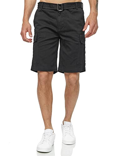 Tazzio Herren Cargo Shorts Cargoshorts inkl. abnehmbarem Gürtel A200 (Schwarz, W32) von Tazzio