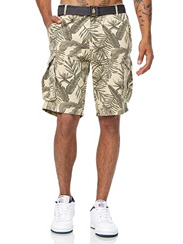 Tazzio Herren Cargo Shorts Cargoshorts inkl. abnehmbarem Gürtel A201 (Beige, W31) von Tazzio