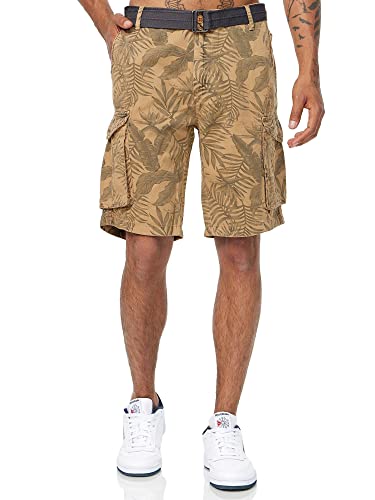 Tazzio Herren Cargo Shorts Cargoshorts inkl. abnehmbarem Gürtel A201 (Camel, W32) von Tazzio