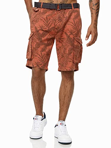 Tazzio Herren Cargo Shorts Cargoshorts inkl. abnehmbarem Gürtel A201 (Rot, W33) von Tazzio