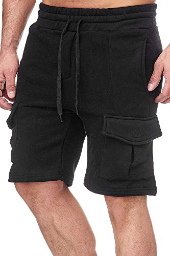 Tazzio Herren Cargo Shorts Sweatshort Jogginghose Fitnesshose Traininghose Sweatpants Sporthose Freizeithose (L, Schwarz (18605)) von Tazzio