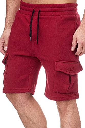 Tazzio Herren Cargo Shorts Sweatshort Jogginghose Fitnesshose Traininghose Sweatpants Sporthose Freizeithose (M, Bordo (18605)) von Tazzio