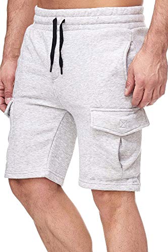 Tazzio Herren Cargo Shorts Sweatshort Jogginghose Fitnesshose Traininghose Sweatpants Sporthose Freizeithose (M, Grau (18605)) von Tazzio