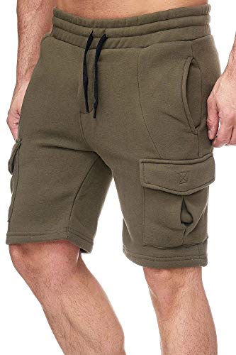 Tazzio Herren Cargo Shorts Sweatshort Jogginghose Fitnesshose Traininghose Sweatpants Sporthose Freizeithose (M, Khaki (18605)) von Tazzio