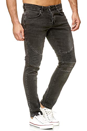 Tazzio Herren Denim Biker-Jeans Slim Fit M517-1 Schwarz 32/32 von Tazzio