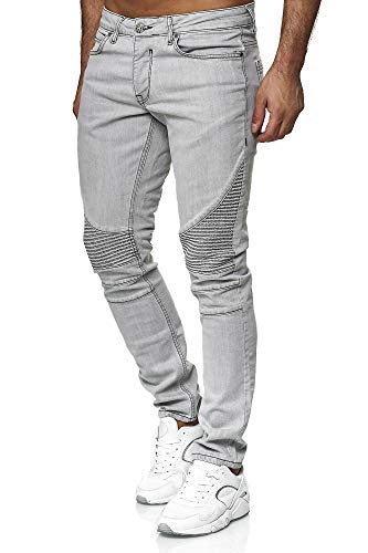 Tazzio Herren Denim Biker-Jeans Slim Fit M517-3 Grau 36/36 von Tazzio