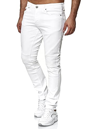 Tazzio Jeans Herren Slim Fit Biker Destroyed Look Stretch Jeanshose Hose Denim 16517 (29W/34L, Weiß) von Tazzio