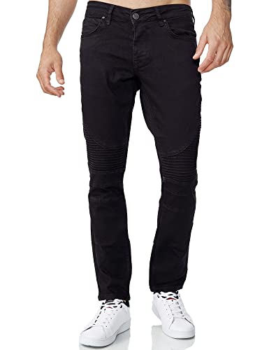 Tazzio Jeans Herren Slim Fit Biker Destroyed Look Stretch Jeanshose Hose Denim 16517 (31W/30L, Black) von Tazzio