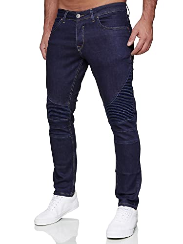 Tazzio Jeans Herren Slim Fit Biker Destroyed Look Stretch Jeanshose Hose Denim 16517 (40W/32L, Dunkelblau) von Tazzio