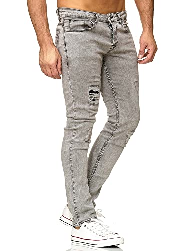 Tazzio Jeans Herren Slim Fit Stretch Jeanshose Hose Denim Destroyed Look 16525 (33W/30L, Grau) von Tazzio