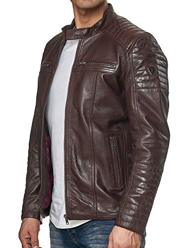 Tazzio Herren Jacke Lederjacke Echtleder Leder Biker Übergangsjacke 19709 (Bordeaux, S) von Tazzio