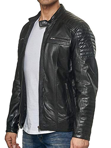 Tazzio Herren Jacke Lederjacke Echtleder Leder Biker Übergangsjacke 19709 (Schwarz, L) von Tazzio