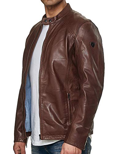 Tazzio Herren Jacke Lederjacke Echtleder Leder Übergangsjacke 19707 (Camel, L) von Tazzio