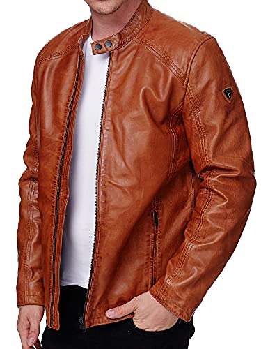 Tazzio Herren Jacke Lederjacke Echtleder Leder Übergangsjacke 19707 (Cognac, M) von Tazzio