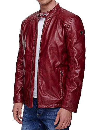 Tazzio Herren Jacke Lederjacke Echtleder Leder Übergangsjacke 19707 (Weinrot, XL) von Tazzio