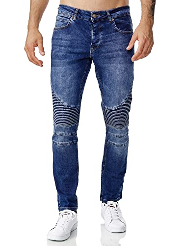 Tazzio Jeans Herren Slim Fit Biker Destroyed Look Stretch Jeanshose Hose Denim 16517 (29W/30L, Blau) von Tazzio