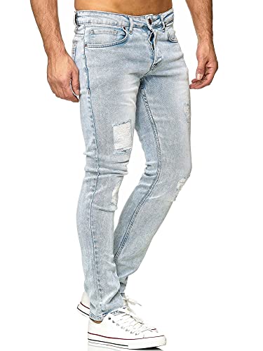 Tazzio Jeans Herren Slim Fit Stretch Jeanshose Hose Denim Destroyed Look 16525 (36W/36L, Hellblau) von Tazzio