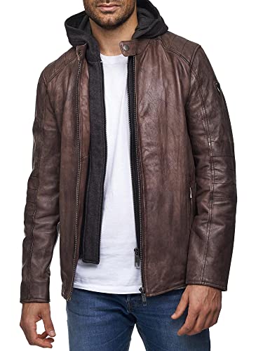 Tazzio Herren Lederjacke Echtleder Leder Jacke Übergangsjacke Two-in-One Style 19710 (Braun, S) von Tazzio
