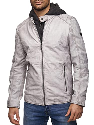 Tazzio Herren Lederjacke Echtleder Leder Jacke Übergangsjacke Two-in-One Style 19710 (Grau-Crust, L) von Tazzio