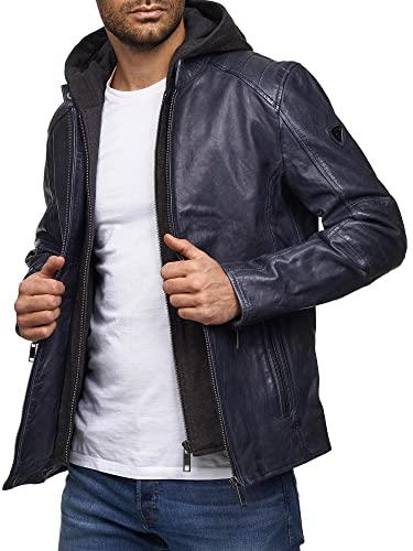 Tazzio Herren Lederjacke Echtleder Leder Jacke Übergangsjacke Two-in-One Style 19710 (Navy, S) von Tazzio