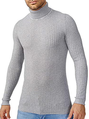 Tazzio Herren Rollkragenpullover Pullover Strickpullover Pulli Feinstrick D407 (4XL, Grau) von Tazzio